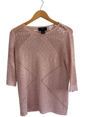 Rain Rose Pink Knit 3/4 Sleeve Sweater